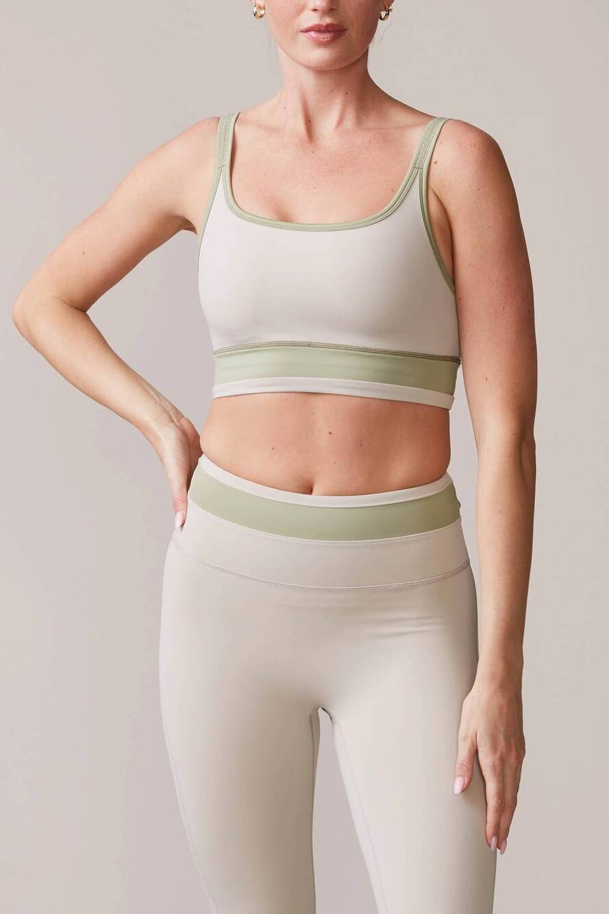 NEW THRIVE SOCIETE banded sports bra in ash/faded moss